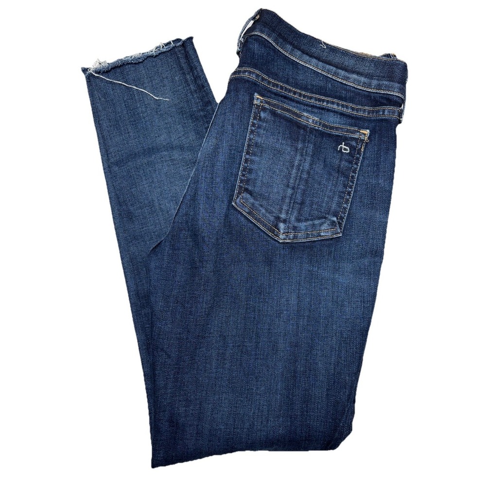 Rag‎ & Bone Franklin Ankle Skinny Jeans Women's 28 Blue Raw Hem Made in USA
